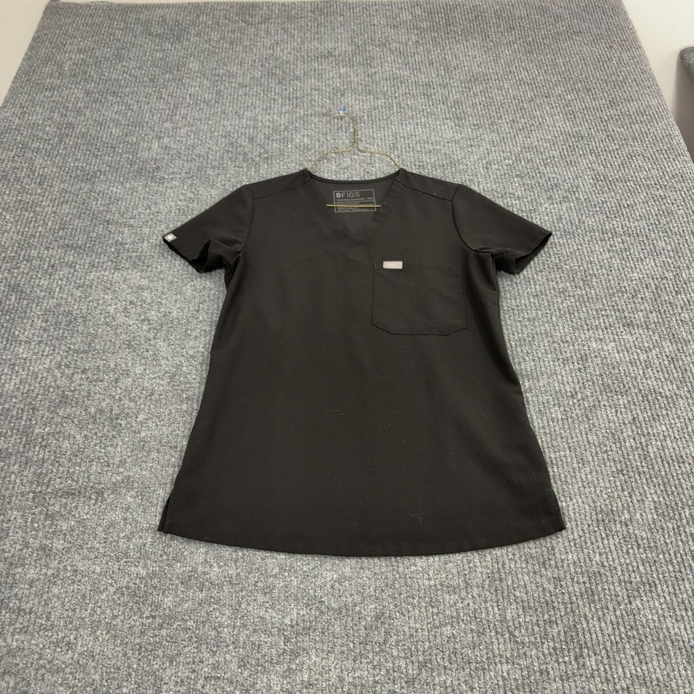 FIGS Catarina Scrub Top Womens XXS Black Technical Collection V-neck Medical